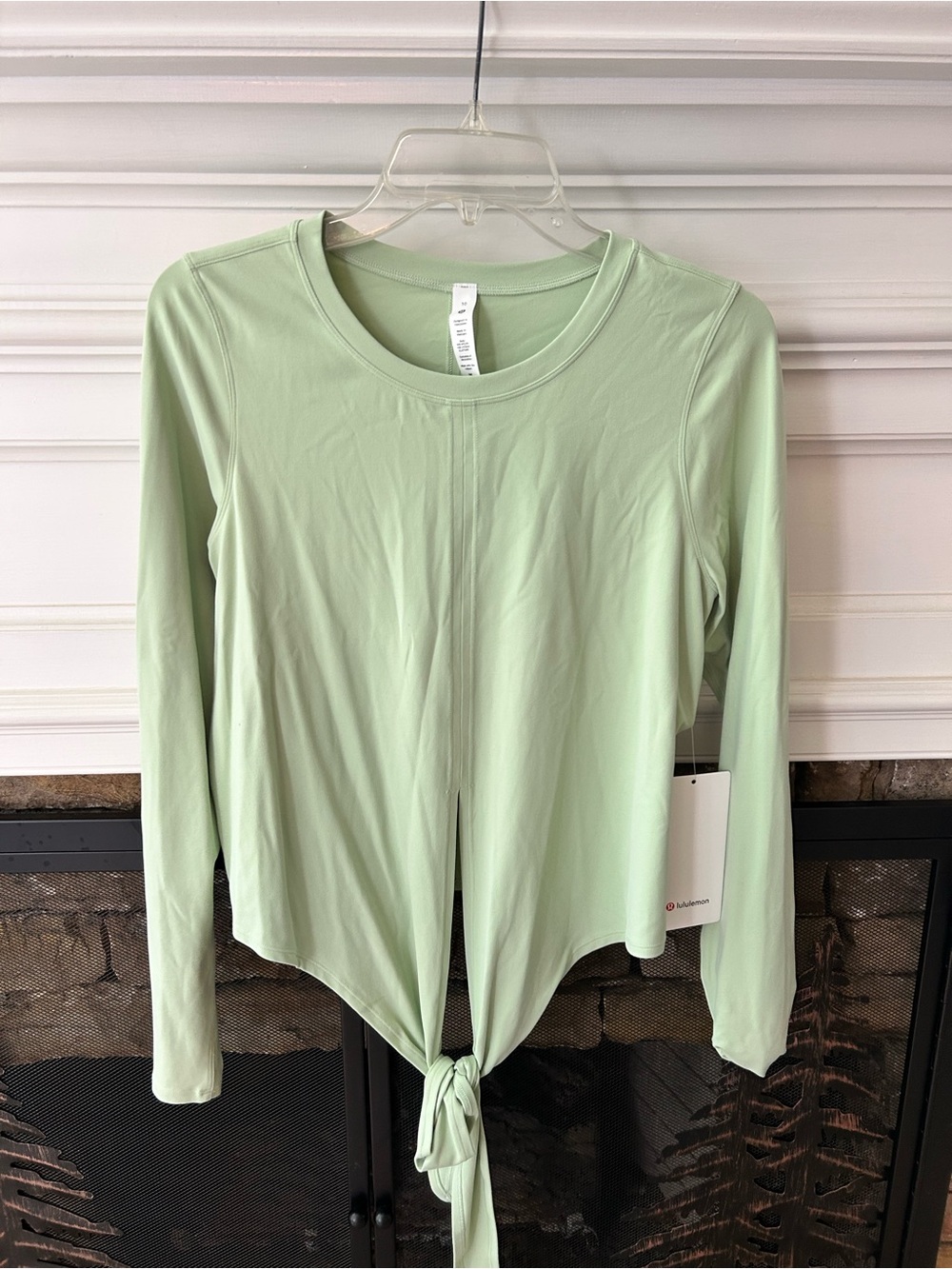 lululemon Sage Green Long Sleeve Tie-Front Top Time to Restore Nulu NWT 10